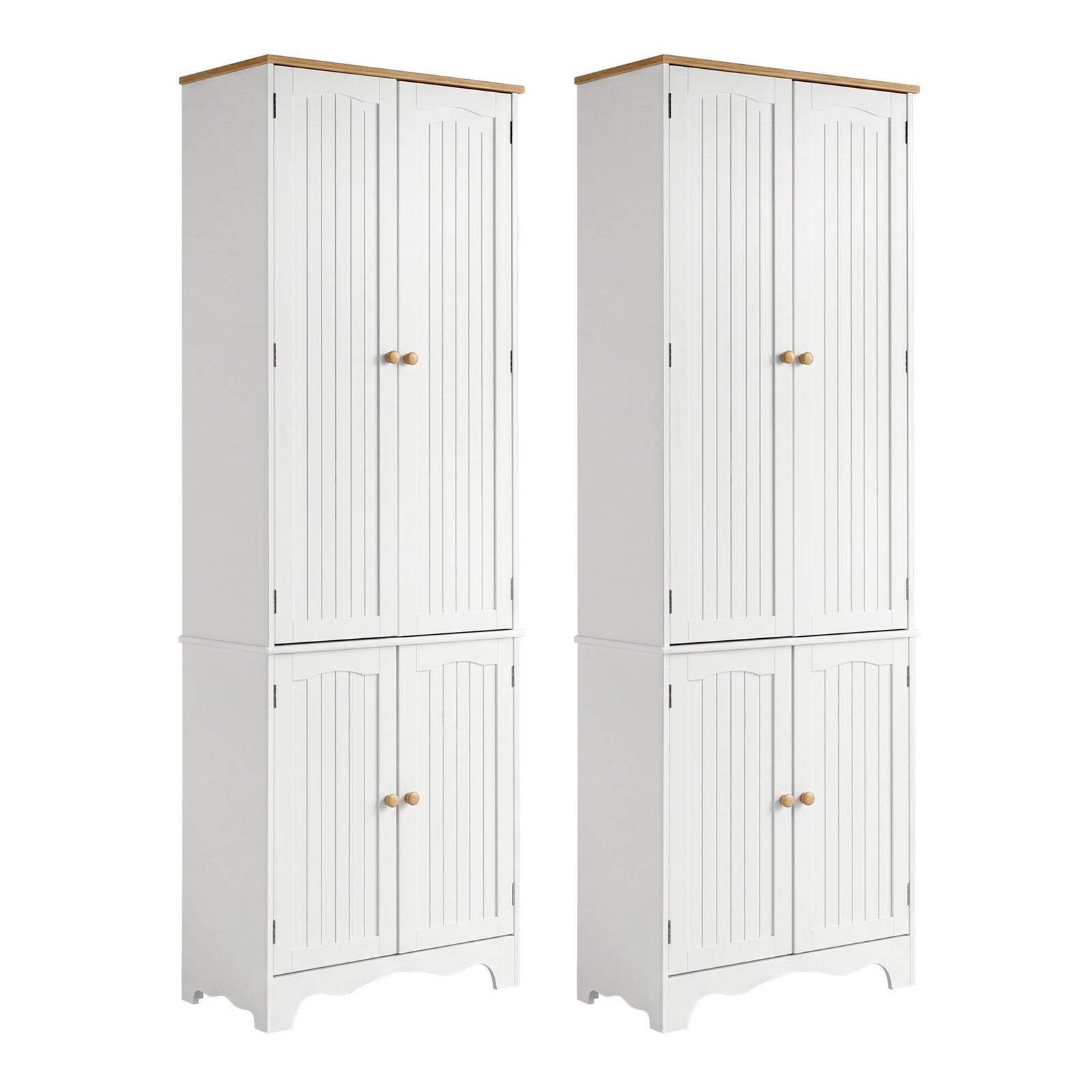 2x Buffet Sideboard Pantry Cabinet Cupboard 6-Tiers Storage Shelves BERNE