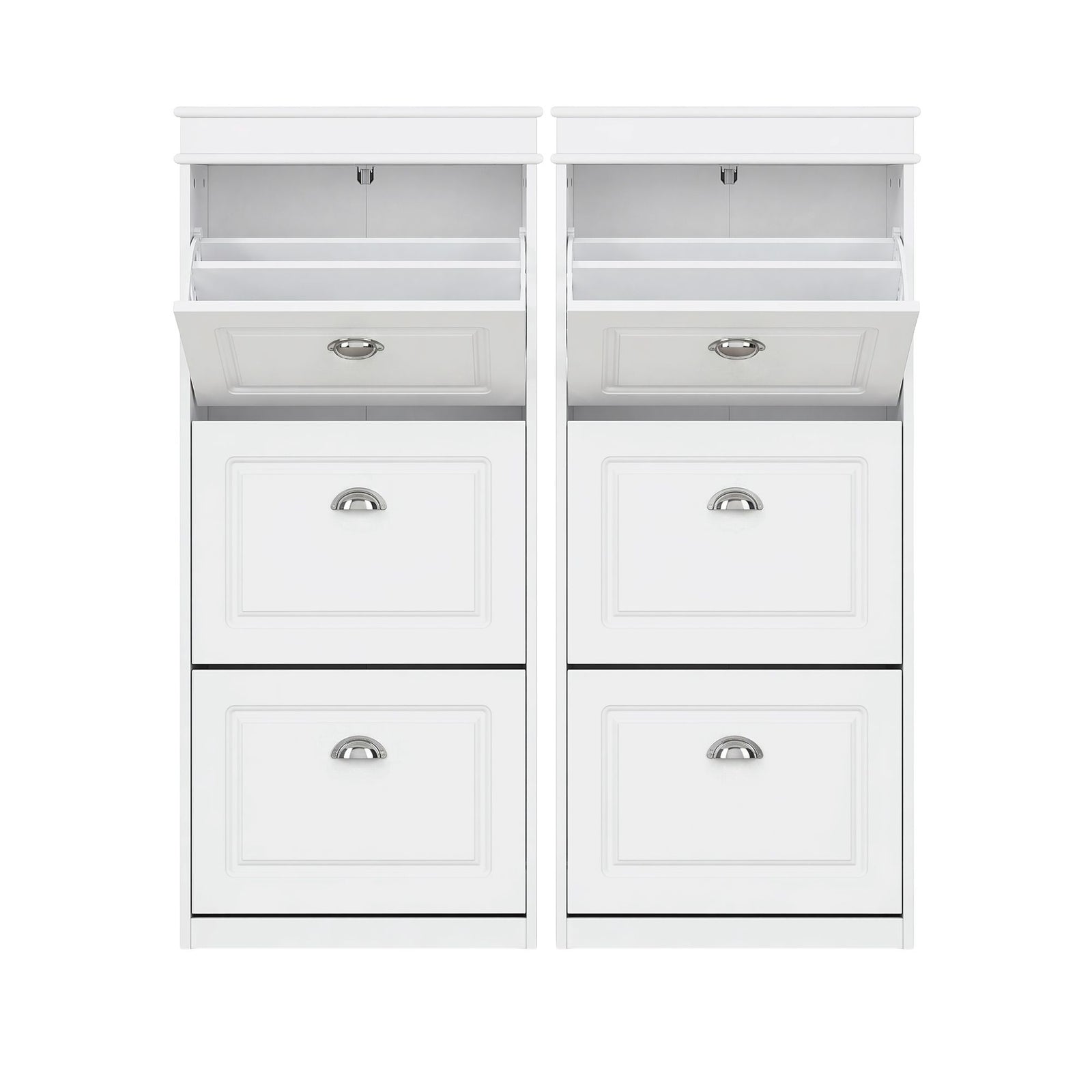 Artiss Shoe Cabinet Set 2‑Piece White – 3 Flip Drawers, Adjustable Shelves, 117cm