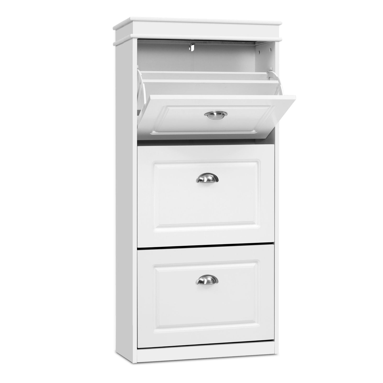 Artiss Shoe Cabinet Set 2‑Piece White – 3 Flip Drawers, Adjustable Shelves, 117cm