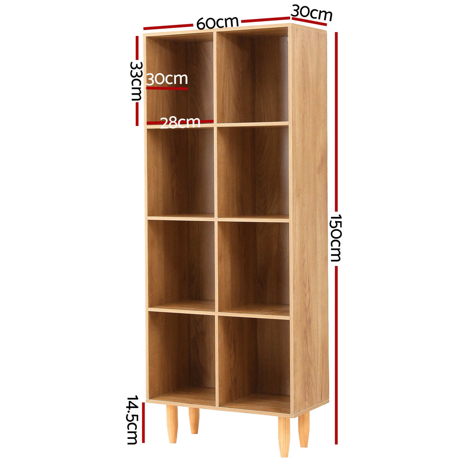 Artiss Bookshelf Bookcase 4 Tiers LEOR Pine