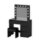 LED Dressing Table Set Black – 12 Bulbs, 4 Drawers & Padded Stool