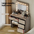 Dressing Table Set Stool 12 Led Bulbs Wood