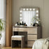 Dressing Table Set Stool 12 Led Bulbs Wood