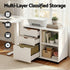 3 Drawer Mobile Filing Cabinet Printer Stand Cabinet Home Office Storage White