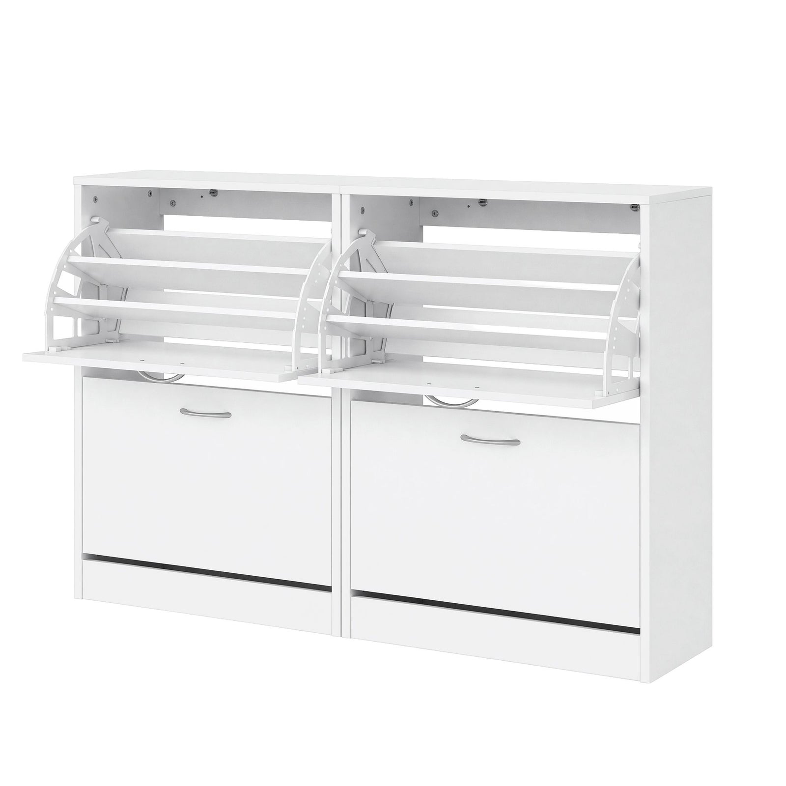 Artiss Shoe Cabinet Set 2‑Piece White – 2 Flip Drawers, Adjustable Shelves, 84cm