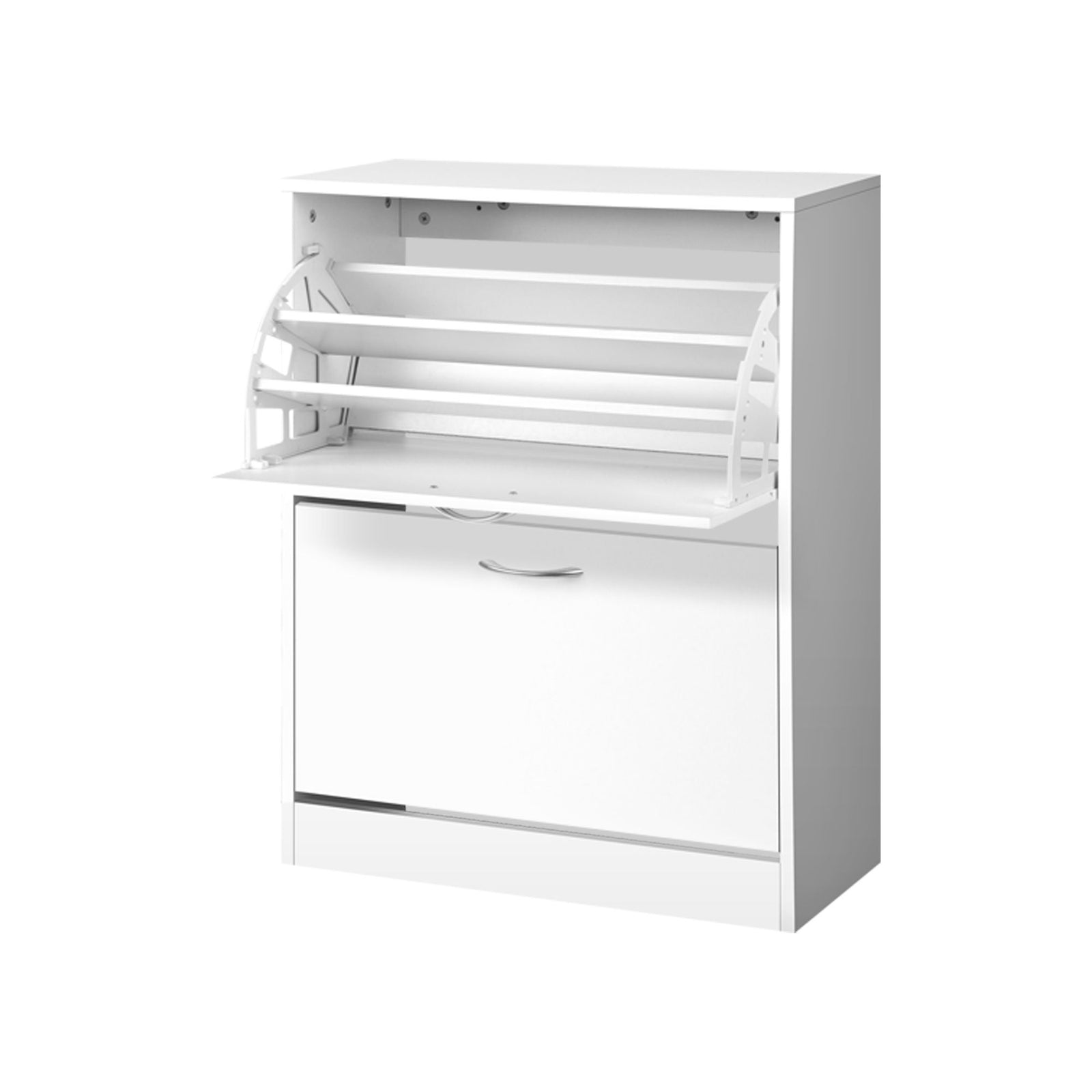 Artiss Shoe Cabinet Set 2‑Piece White – 2 Flip Drawers, Adjustable Shelves, 84cm