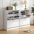 Artiss Shoe Cabinet Set 2‑Piece White – 2 Flip Drawers, Adjustable Shelves, 84cm