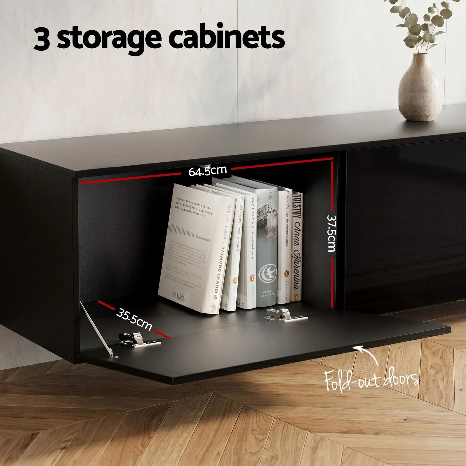 TV Unit & Coffee Table Set Storage Cabinet Black