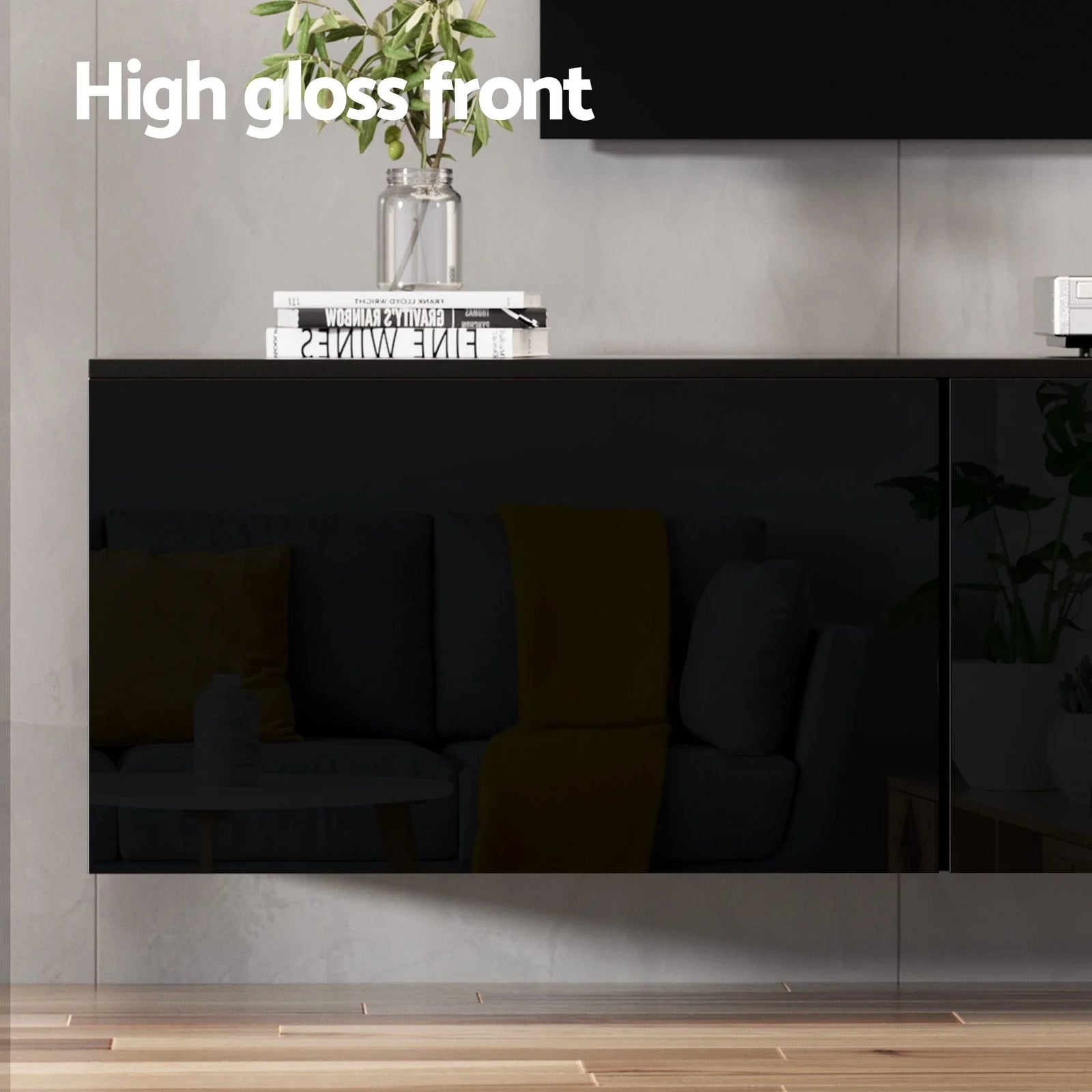 TV Unit & Coffee Table Set Storage Cabinet Black