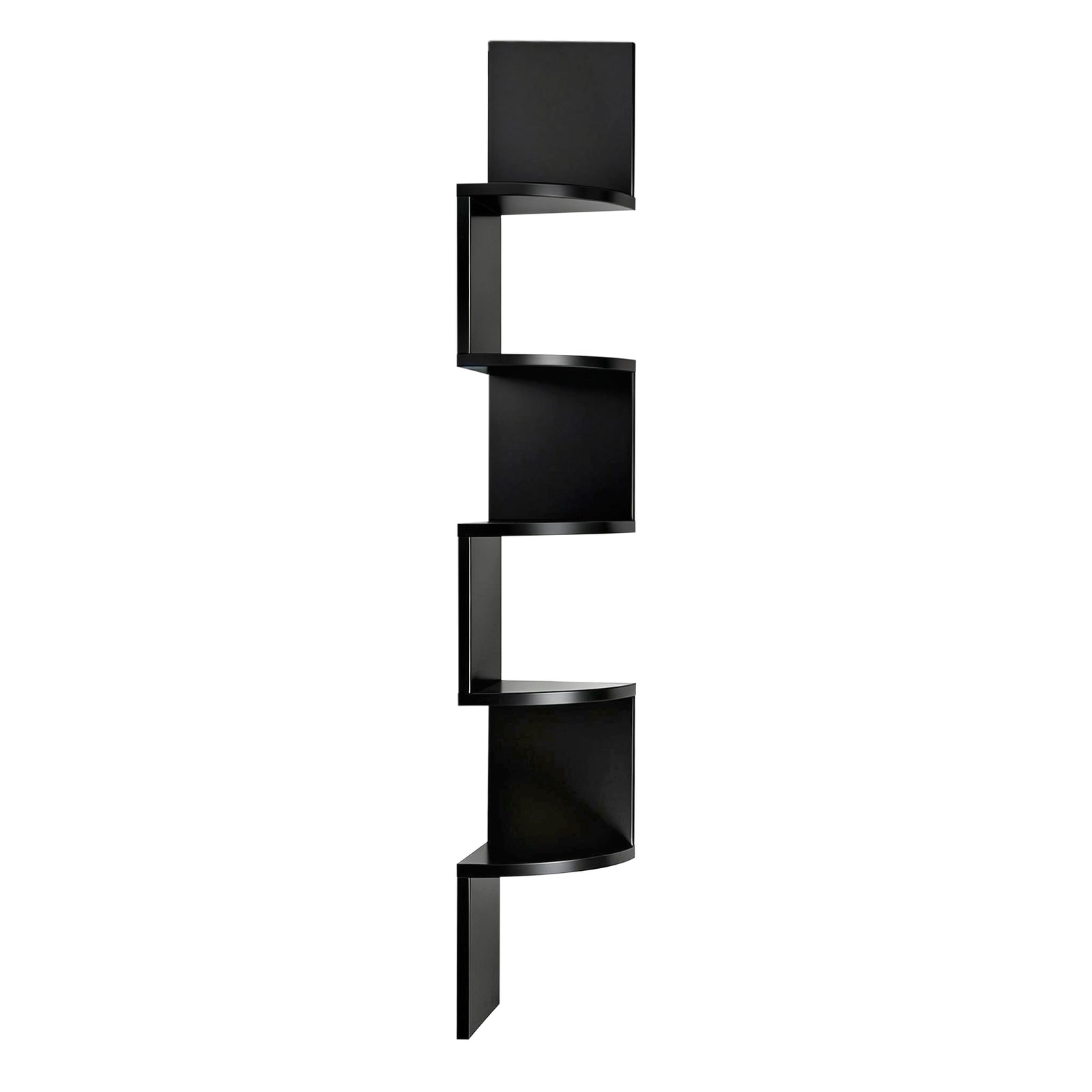 Wall Shelf Bookshelf Corner Floating 5-Tier Black