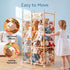 Stuffed Animal Storage Wooden Toy Holder with Wheels Soft Toy Storage Zoo Cage Stuffy Toy Storage Organizers with Elastic Cords for Playroom Bedroom Nursery