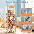 Stuffed Animal Storage Wooden Toy Holder with Wheels Soft Toy Storage Zoo Cage Stuffy Toy Storage Organizers with Elastic Cords for Playroom Bedroom Nursery