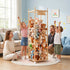Stuffed Animal Storage Wooden Toy Holder with Wheels Soft Toy Storage Zoo Cage Stuffy Toy Storage Organizers with Elastic Cords for Playroom Bedroom Nursery