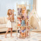 135cm Wooden Stuffed Animal Storage Toy Organizer with Wheels Elastic Cords