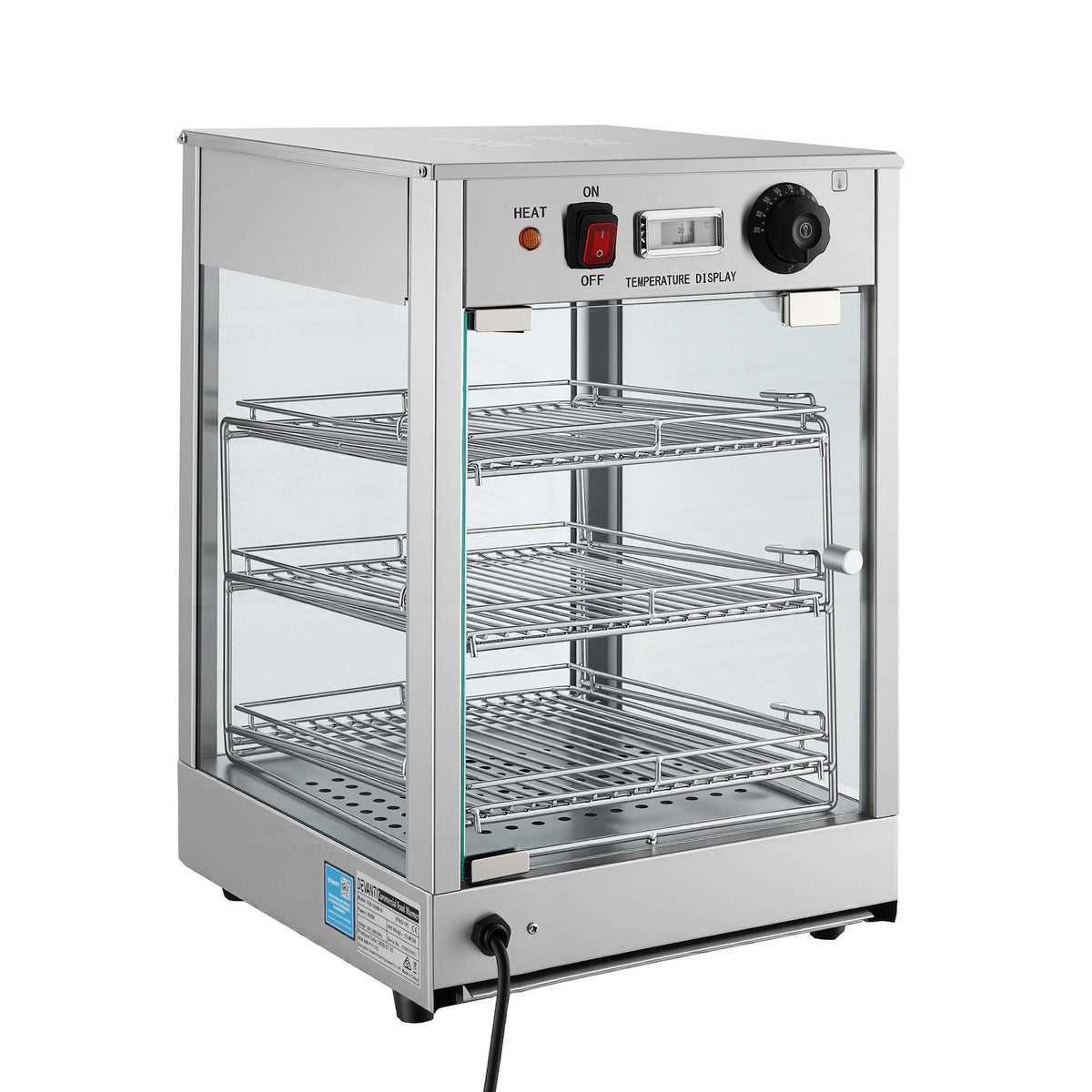 Devanti 850W Commercial Food Warmer, 3 Shelf Benchtop Display Cabinet 30-110°C