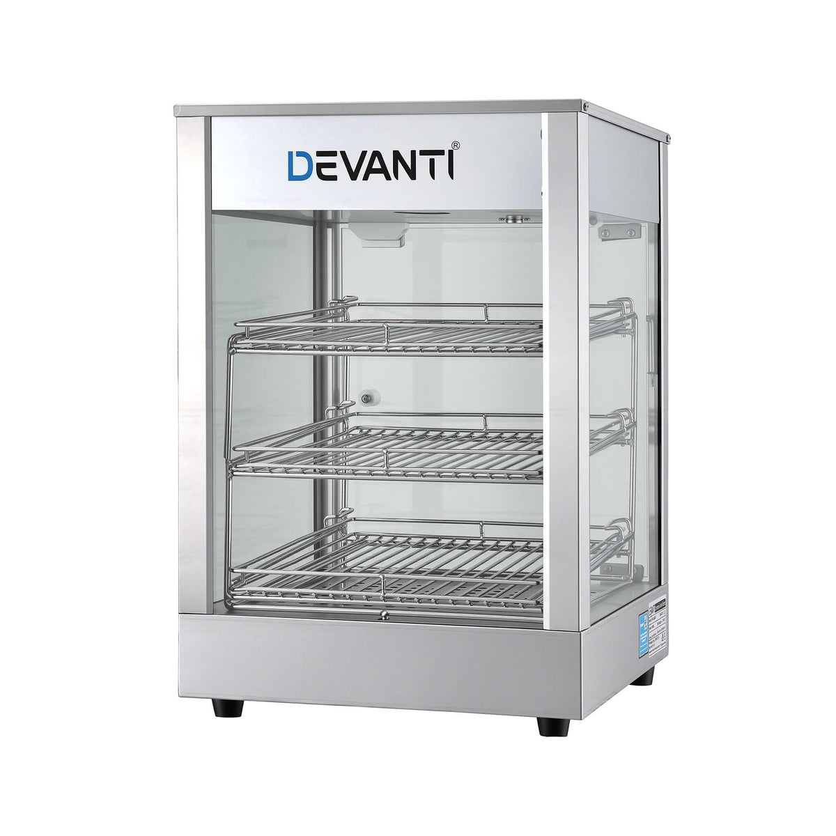 Devanti 850W Commercial Food Warmer, 3 Shelf Benchtop Display Cabinet 30-110°C