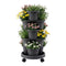 5 Tier Vertical Garden Planter Tower with Wheels Black Stackable Outdoor