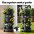 5 Tier Vertical Garden Planter, Stackable Planters with 4 Wheels, Black, Raised Garden Bed, Garden Tower Indoor Outdoor, Auto Drainage System, for Strawberries, Herbs, Flower, Vegetables