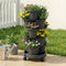 5 Tier Vertical Garden Planter, Stackable Planters with 4 Wheels, Black, Raised Garden Bed, Garden Tower Indoor Outdoor, Auto Drainage System, for Strawberries, Herbs, Flower, Vegetables