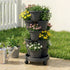 5 Tier Vertical Garden Planter, Stackable Planters with 4 Wheels, Black, Raised Garden Bed, Garden Tower Indoor Outdoor, Auto Drainage System, for Strawberries, Herbs, Flower, Vegetables