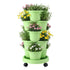 5 Tier Vertical Garden Planter, Stackable Planters with Wheels, Light Green, Garden Bed, Garden Tower Indoor Outdoor, Auto Drainage System, for Strawberries, Herbs, Flowers, Vegetables