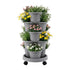 5 Tier Vertical Garden Planter, Stackable Planters with 4 Wheels, Grey, Raised Garden Bed, Garden Tower Indoor Outdoor, Auto Drainage System, for Strawberries, Herbs, Flower, Vegetables