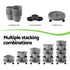 5 Tier Vertical Garden Planter, Stackable Planters with 4 Wheels, Grey, Raised Garden Bed, Garden Tower Indoor Outdoor, Auto Drainage System, for Strawberries, Herbs, Flower, Vegetables