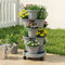 5 Tier Vertical Garden Planter, Stackable Planters with 4 Wheels, Grey, Raised Garden Bed, Garden Tower Indoor Outdoor, Auto Drainage System, for Strawberries, Herbs, Flower, Vegetables