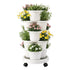 5 Tier Vertical Garden Planter, Stackable Planters with Wheels, White, Garden Bed, Garden Tower Indoor Outdoor, Auto Drainage System, for Strawberries, Herbs, Flowers, Vegetables