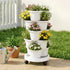 5 Tier Vertical Garden Planter, Stackable Planters with Wheels, White, Garden Bed, Garden Tower Indoor Outdoor, Auto Drainage System, for Strawberries, Herbs, Flowers, Vegetables