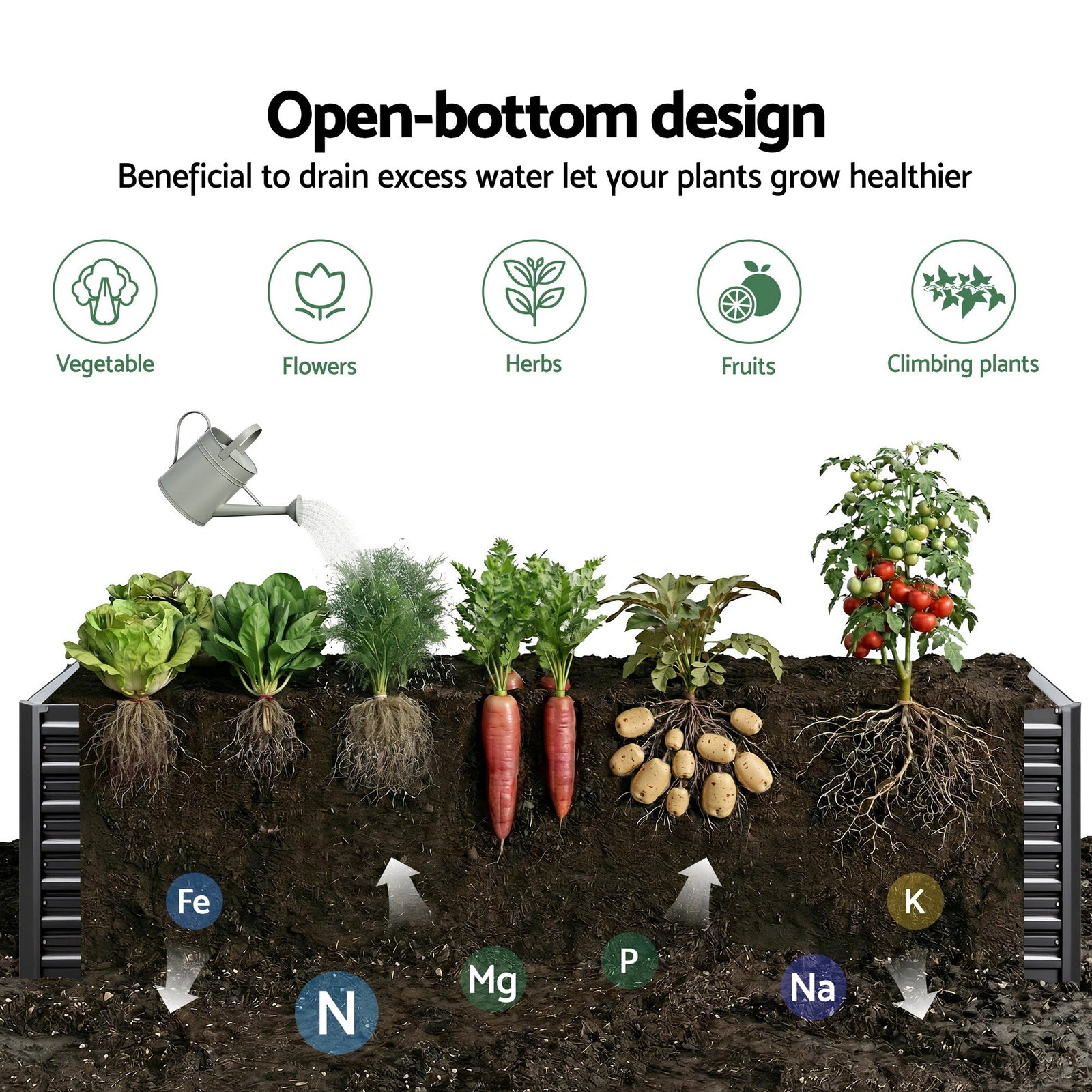 Green Fingers 2-in-1 Raised Garden Bed Kit 45cm Professional Depth Ergonomic 240cm Large Metal Planter Box | Easier Access Veggie Patch | Rust-Proof Galvanised Steel with Safe Rounded Corners & Gloves