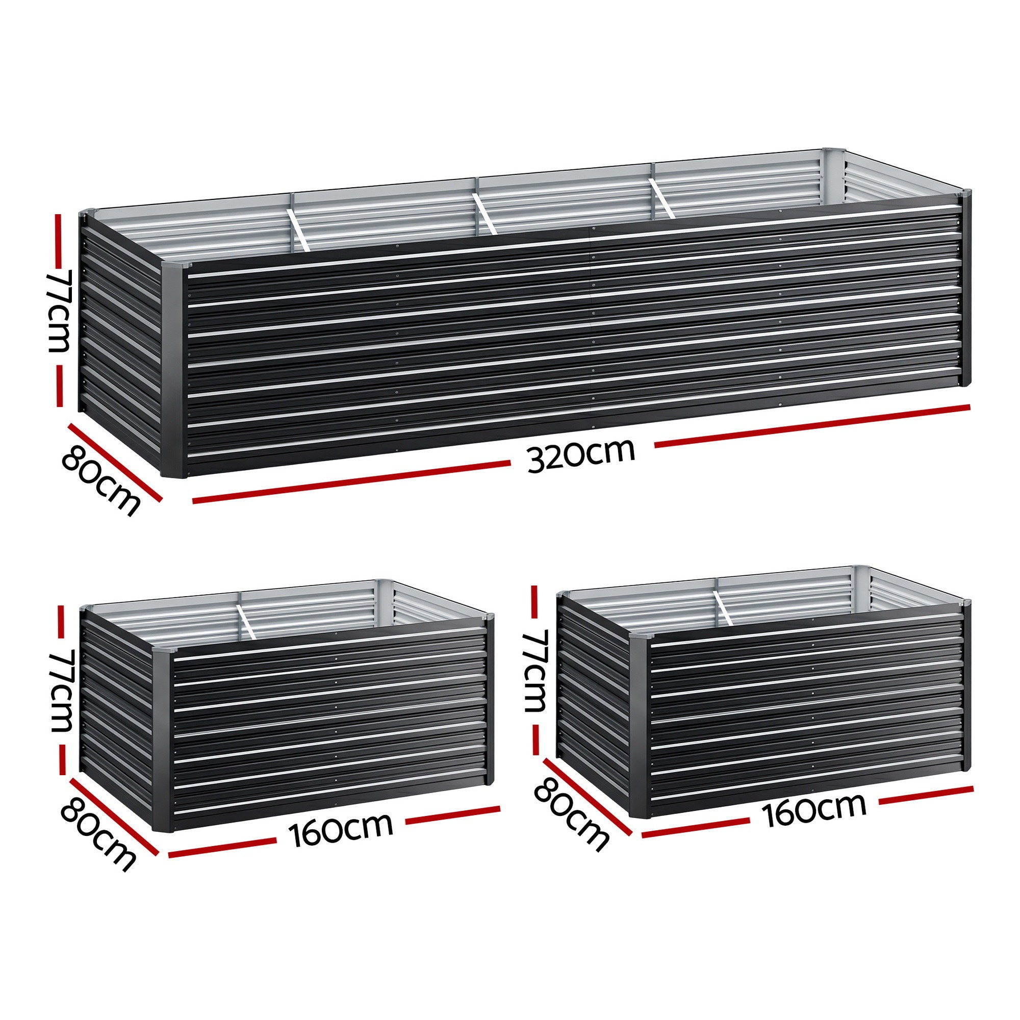 2-in-1 Raised Garden Bed Kit, 320cm/160cm| 77cm Extra Deep Ergonomic Planter Box | Protect Your Back | Galvanised Steel Vegetable Flower Pot for Outdoor Garden | Includes Gloves & Pegs