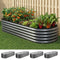 4 Pcs Raised Garden Bed Kit Oval Galvanized Steel Planter Boxes 160x80x42cm, Heavy Duty Metal Elevated Garden Bed for Vegetables Flowers Herbs, with Safety Edging, Gloves & Pegs Included