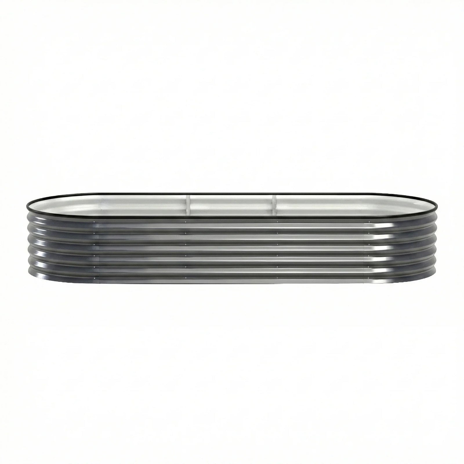 4 Pcs Raised Garden Bed Kit Oval Galvanized Steel Planter Boxes 240x80x42cm, Heavy Duty Metal Elevated Garden Bed for Vegetables Flowers Herbs, with Safety Edging, Gloves & Pegs Included