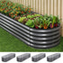 4 Pcs Raised Garden Bed Kit Oval Galvanized Steel Planter Boxes 240x80x42cm, Heavy Duty Metal Elevated Garden Bed for Vegetables Flowers Herbs, with Safety Edging, Gloves & Pegs Included