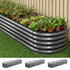 3 Pcs Raised Garden Bed Kit Oval Galvanized Steel Planter Boxes 320x80x42cm, Heavy Duty Metal Elevated Garden Bed for Vegetables Flowers Herbs, with Safety Edging, Gloves & Pegs Included