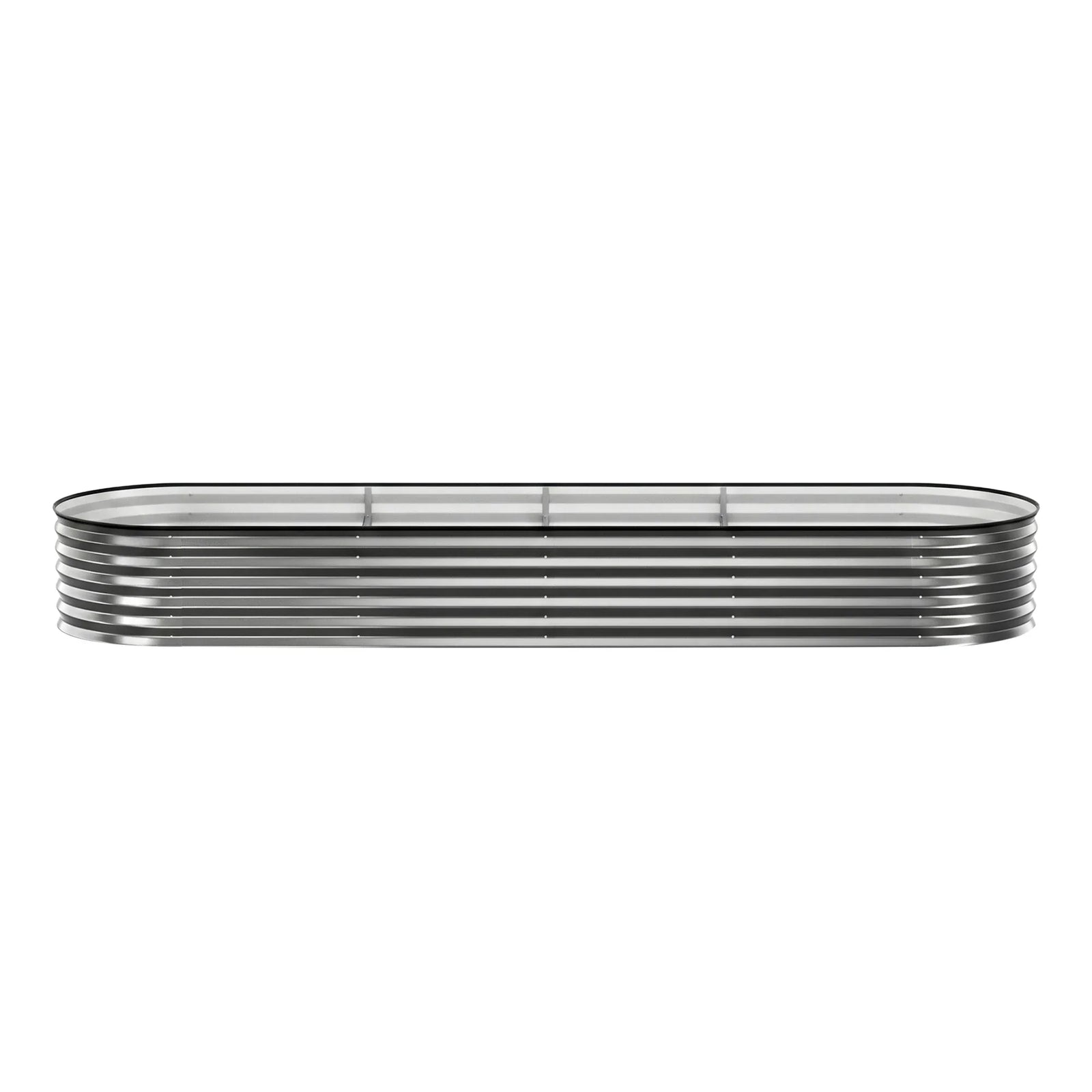4 Pcs Raised Garden Bed Kit Oval Galvanized Steel Planter Boxes 320x80x42cm, Heavy Duty Metal Elevated Garden Bed for Vegetables Flowers Herbs, with Safety Edging, Gloves & Pegs Included