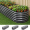 3 Pcs Raised Garden Bed Kit Oval Galvanized Steel Planter Boxes 240x80x56cm, Heavy Duty Metal Elevated Garden Bed for Vegetables Flowers Herbs, with Safety Edging, Gloves & Pegs Included