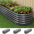 3 Pcs Raised Garden Bed Kit Oval Galvanized Steel Planter Boxes 240x80x56cm, Heavy Duty Metal Elevated Garden Bed for Vegetables Flowers Herbs, with Safety Edging, Gloves & Pegs Included