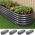 4 Pcs Raised Garden Bed Kit Oval Galvanized Steel Planter Boxes 240x80x56cm, Heavy Duty Metal Elevated Garden Bed for Vegetables Flowers Herbs, with Safety Edging, Gloves & Pegs Included