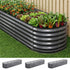 3 Pcs Raised Garden Bed Kit Oval Galvanized Steel Planter Boxes 320x80x56cm, Heavy Duty Metal Elevated Garden Bed for Vegetables Flowers Herbs, with Safety Edging, Gloves & Pegs Included