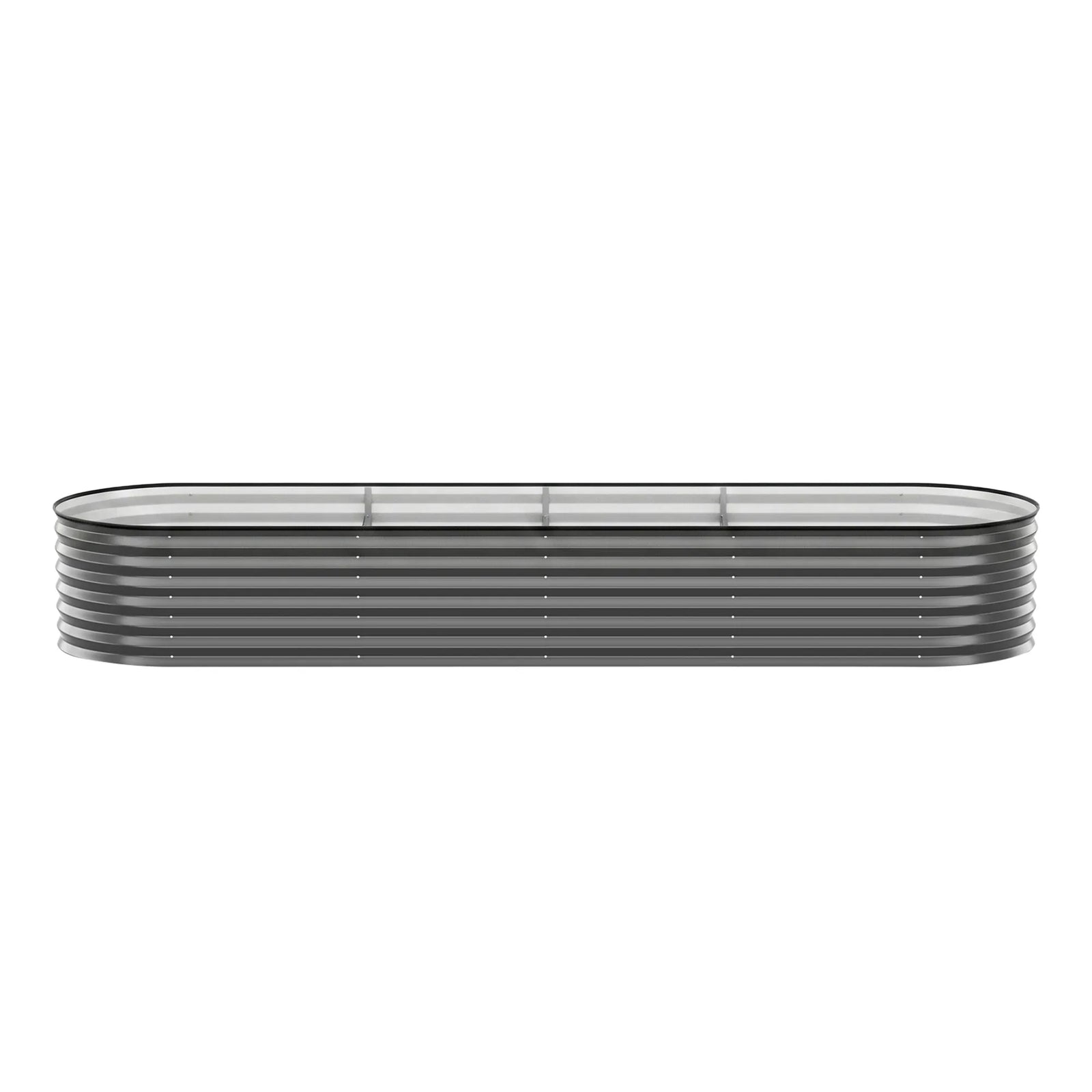 4 Pcs Raised Garden Bed Kit Oval Galvanized Steel Planter Boxes 320x80x56cm, Heavy Duty Metal Elevated Garden Bed for Vegetables Flowers Herbs, with Safety Edging, Gloves & Pegs Included