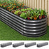 4 Pcs Raised Garden Bed Kit Oval Galvanized Steel Planter Boxes 320x80x56cm, Heavy Duty Metal Elevated Garden Bed for Vegetables Flowers Herbs, with Safety Edging, Gloves & Pegs Included