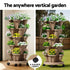 Garden Bed 5 Tier Vertical Garden Grey Strawberry Stackable Planters Herb Petunias Tan