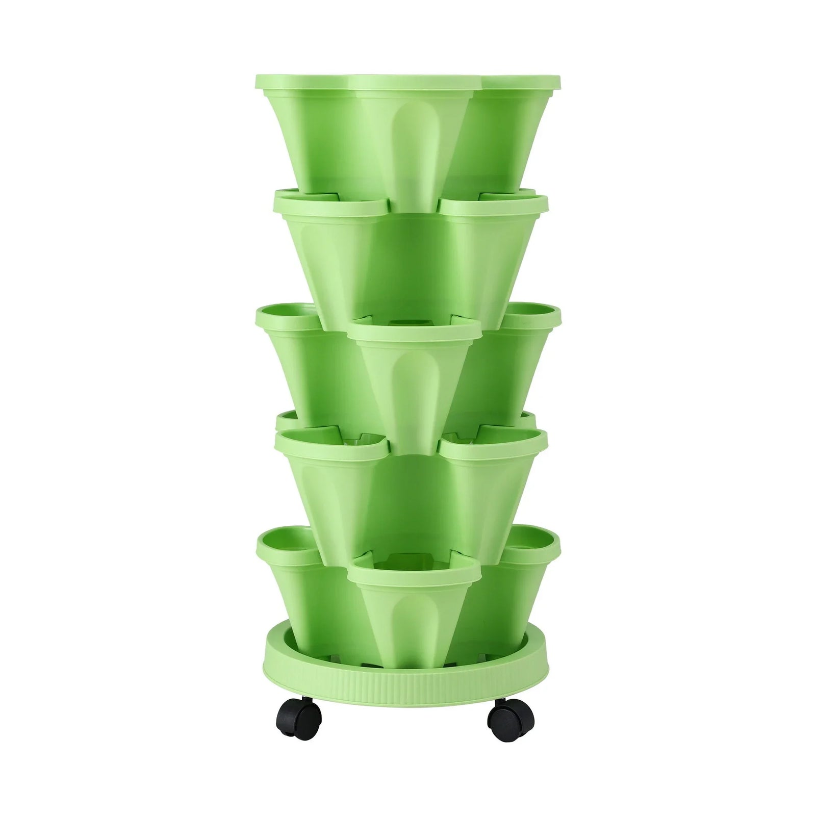 Garden Bed 5 Tier Vertical Garden Grey Strawberry Stackable Planters Herbs Light Green