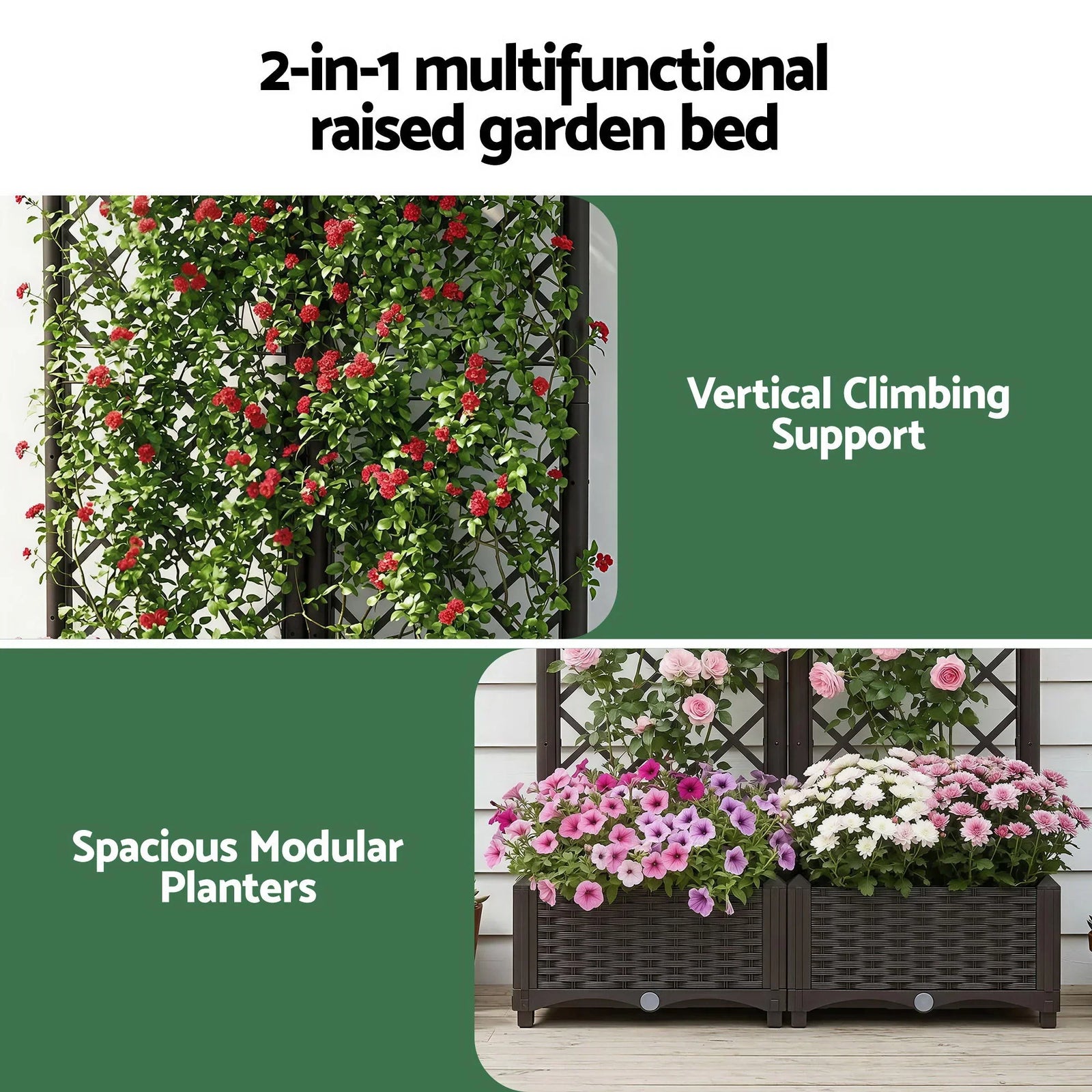 Raised Garden Bed Vertical Planter Self Watering Large Elevated Veggie Box 80x40x122cm