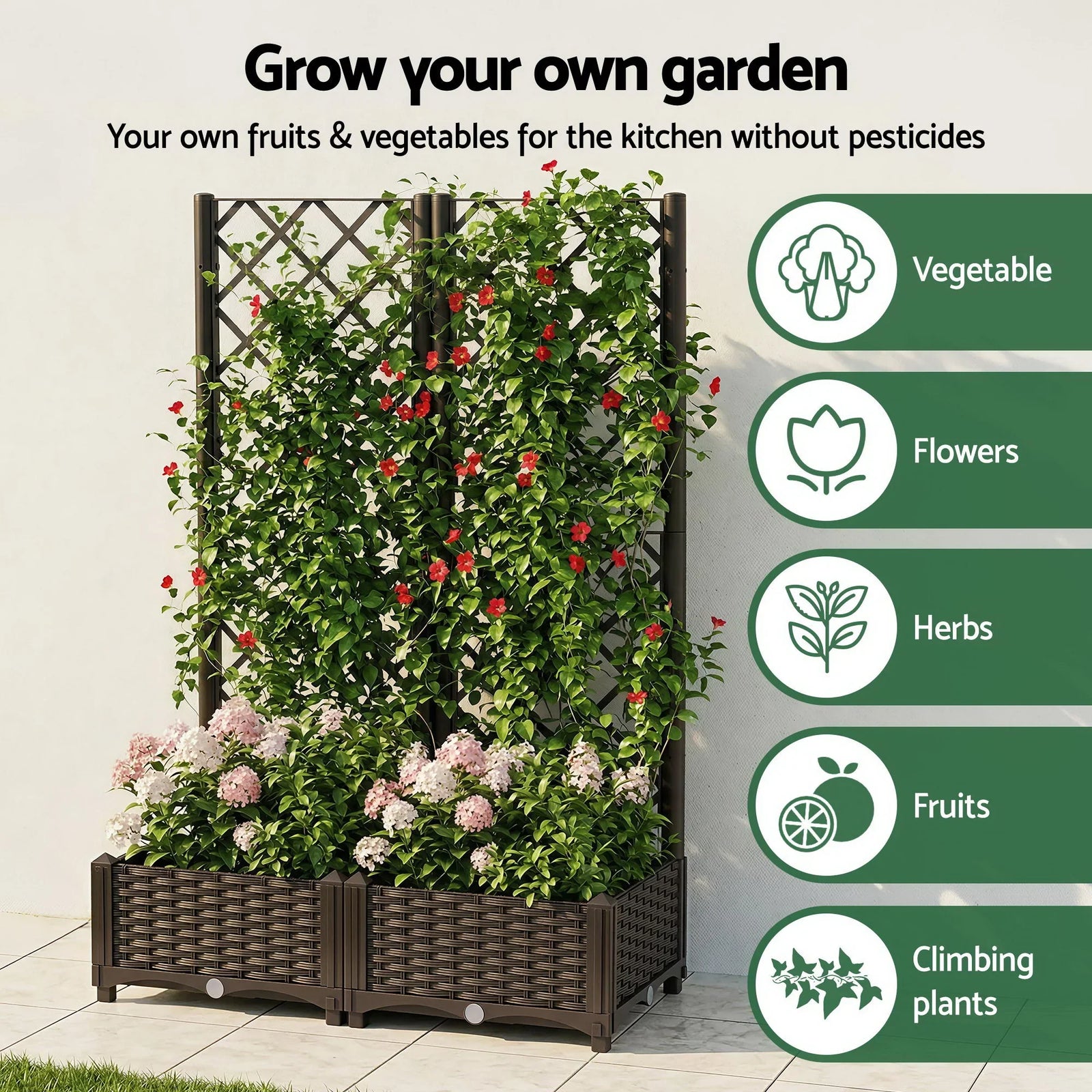 Raised Garden Bed Vertical Planter Self Watering Large Elevated Veggie Box 80x40x122cm