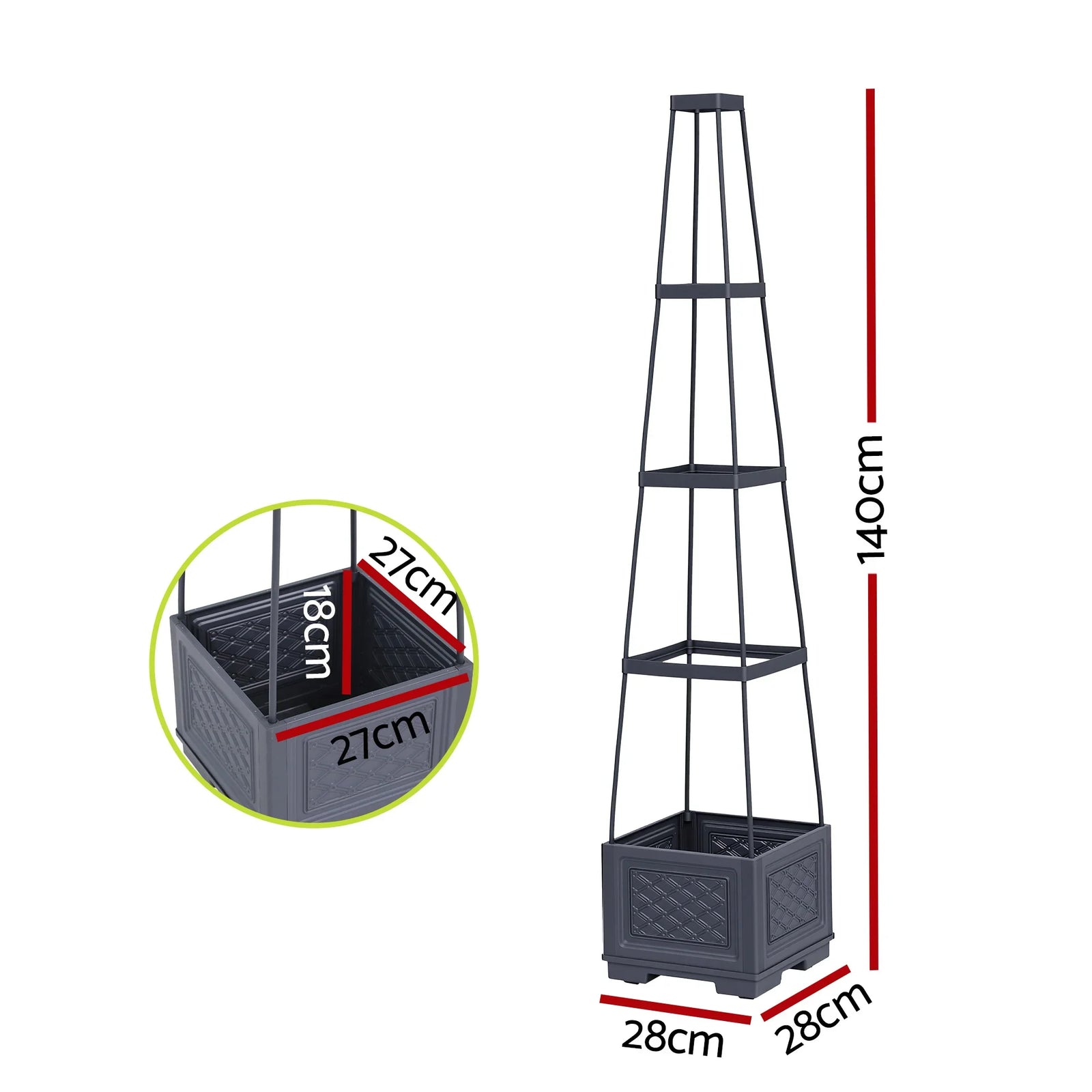 Self Watering Planter with Trellis Adjustable Height Modular Tomato Box 4 Layer 140cm