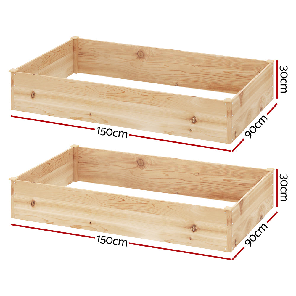 Green Fingers Garden Bed 150x90x30cm Wooden Planter Box Raised Container Growing