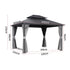 Gazebo 3x3.65m Canopy Outdoor Steel Frame Patio Tent Curtains Marquee Grey